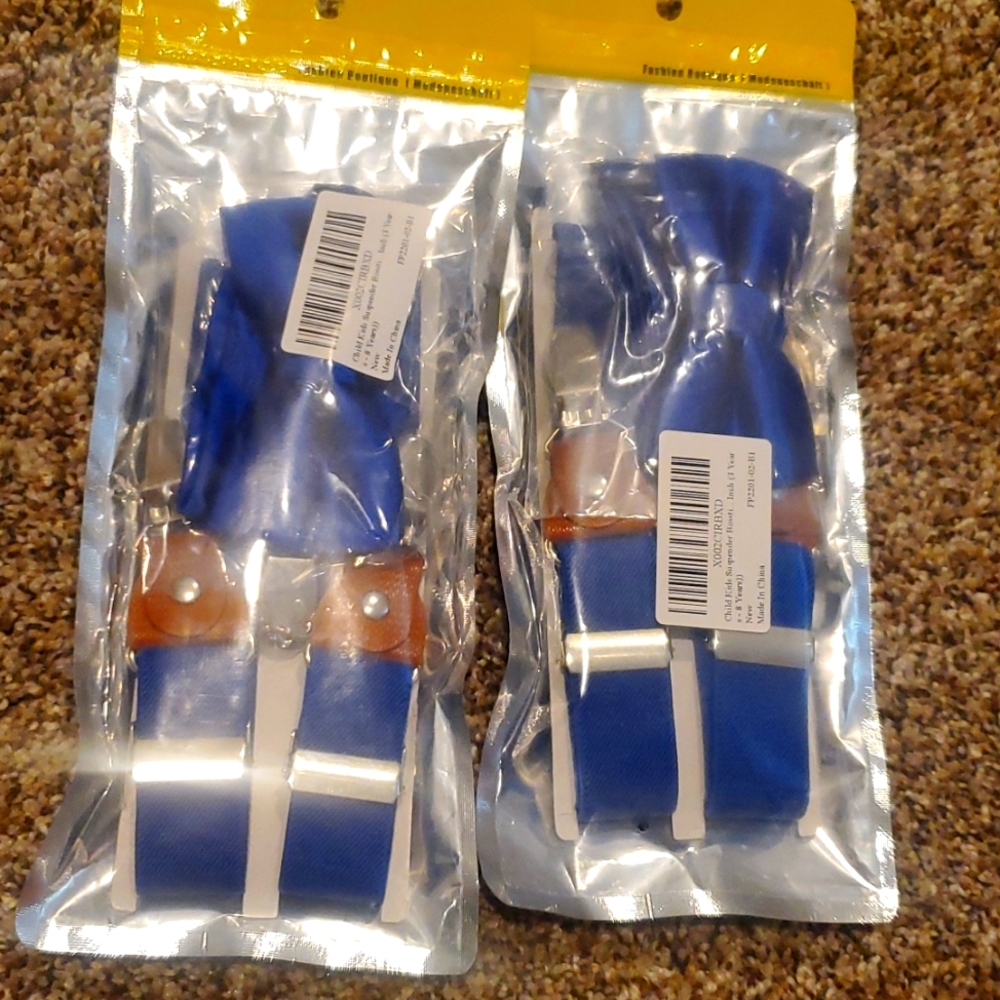 BRAND NEW boys royal blue boy tie and suspender set